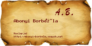 Abonyi Borbála névjegykártya